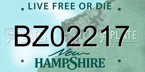BZ02217 New Hampshire License Plate