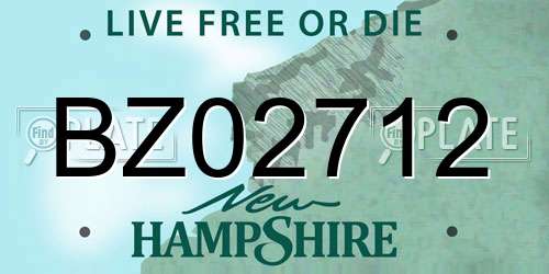 BZ02712 New Hampshire License Plate