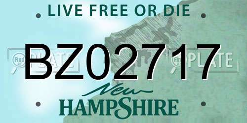 BZ02717 New Hampshire License Plate