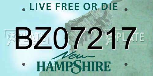 BZ07217 New Hampshire License Plate