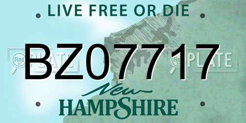 BZ07717 New Hampshire License Plate
