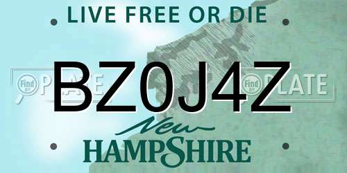 BZ0J4Z New Hampshire License Plate