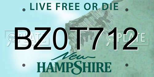 BZ0T712 New Hampshire License Plate