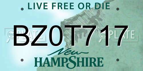 BZ0T717 New Hampshire License Plate