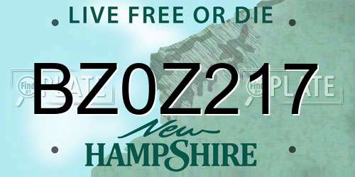 BZ0Z217 New Hampshire License Plate
