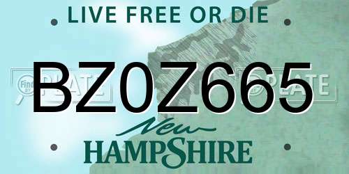 BZ0Z665 New Hampshire License Plate