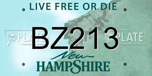 BZ213 New Hampshire License Plate