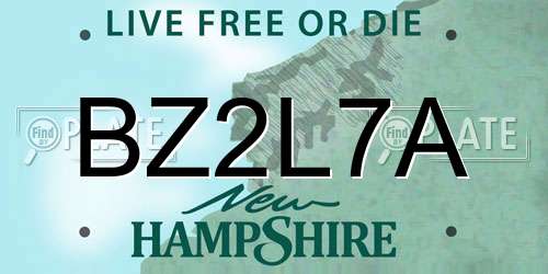 BZ2L7A New Hampshire License Plate