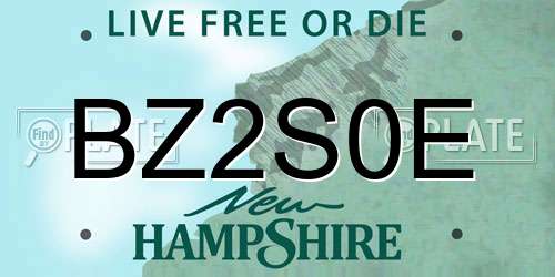 BZ2S0E New Hampshire License Plate