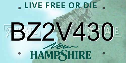 BZ2V430 New Hampshire License Plate