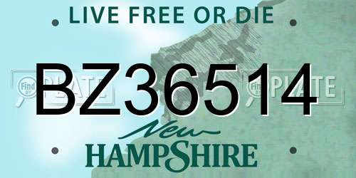 BZ36514 New Hampshire License Plate