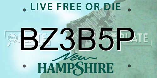 BZ3B5P New Hampshire License Plate