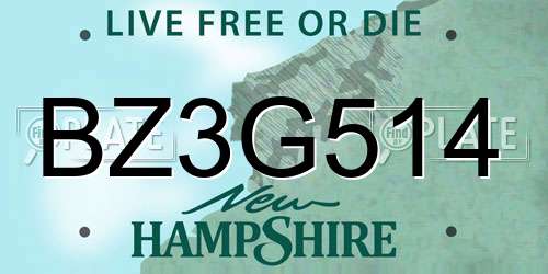 BZ3G514 New Hampshire License Plate