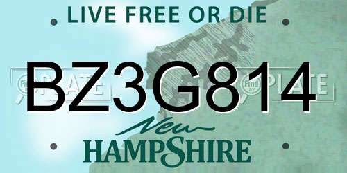 BZ3G814 New Hampshire License Plate