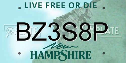 BZ3S8P New Hampshire License Plate