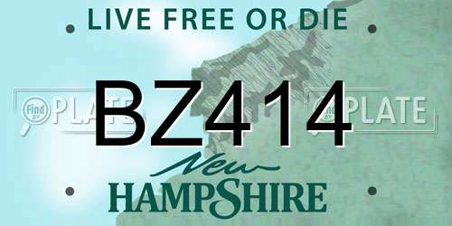 BZ414 New Hampshire License Plate