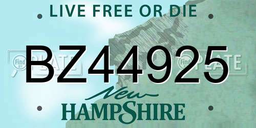 BZ44925 New Hampshire License Plate