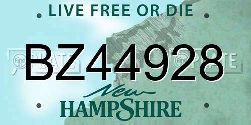 BZ44928 New Hampshire License Plate