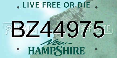 BZ44975 New Hampshire License Plate