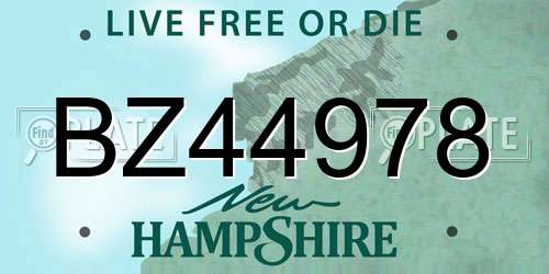 BZ44978 New Hampshire License Plate