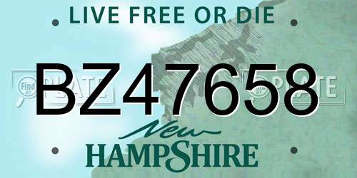 BZ47658 New Hampshire License Plate