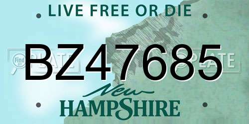 BZ47685 New Hampshire License Plate