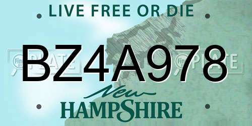 BZ4A978 New Hampshire License Plate