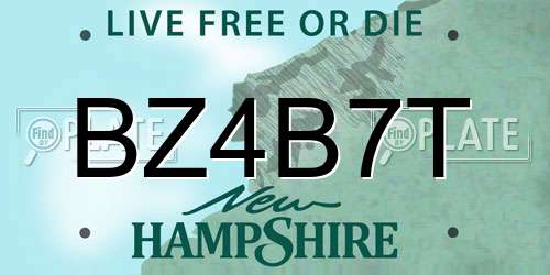 BZ4B7T New Hampshire License Plate