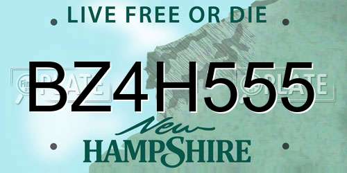 BZ4H555 New Hampshire License Plate
