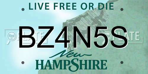 BZ4N5S New Hampshire License Plate