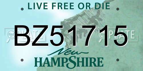 BZ51715 New Hampshire License Plate