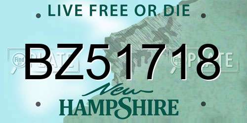 BZ51718 New Hampshire License Plate