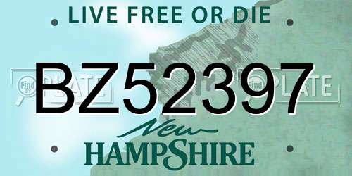 BZ52397 New Hampshire License Plate