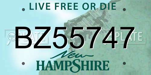 BZ55747 New Hampshire License Plate