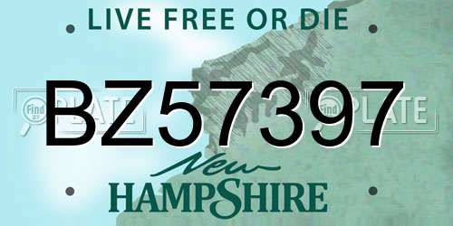 BZ57397 New Hampshire License Plate