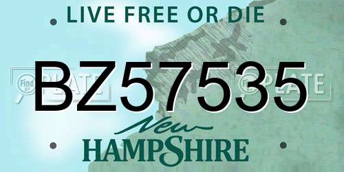 BZ57535 New Hampshire License Plate