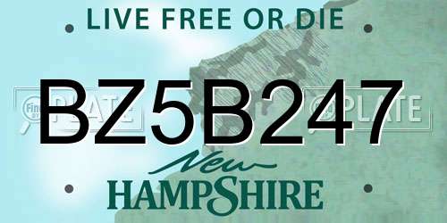 BZ5B247 New Hampshire License Plate