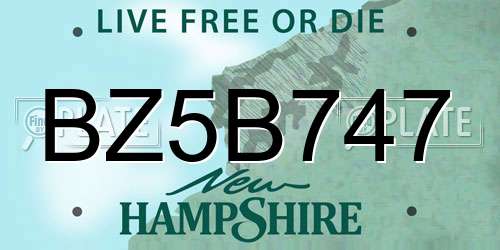 BZ5B747 New Hampshire License Plate