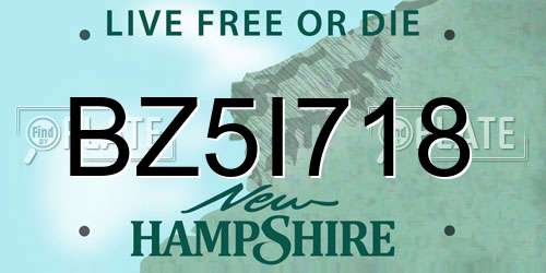 BZ5I718 New Hampshire License Plate