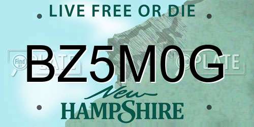 BZ5M0G New Hampshire License Plate