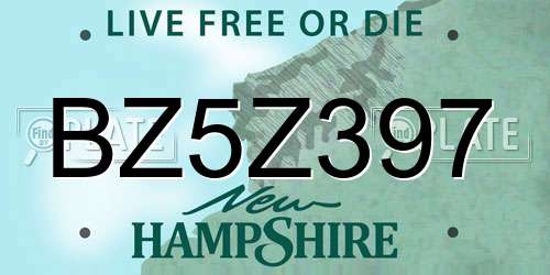 BZ5Z397 New Hampshire License Plate