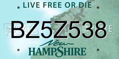 BZ5Z538 New Hampshire License Plate