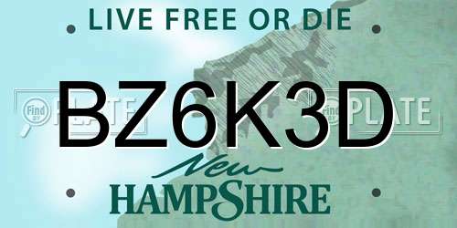 BZ6K3D New Hampshire License Plate