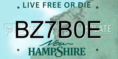 BZ7B0E New Hampshire License Plate