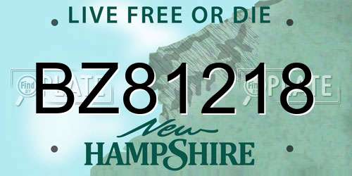 BZ81218 New Hampshire License Plate