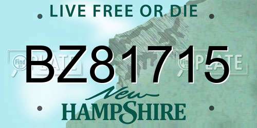 BZ81715 New Hampshire License Plate