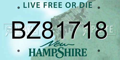 BZ81718 New Hampshire License Plate
