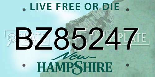 BZ85247 New Hampshire License Plate