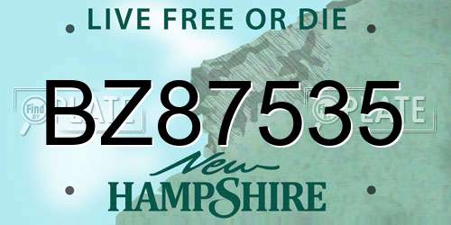 BZ87535 New Hampshire License Plate