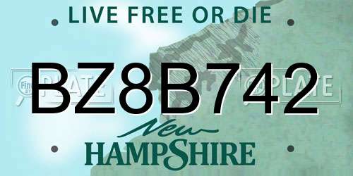 BZ8B742 New Hampshire License Plate